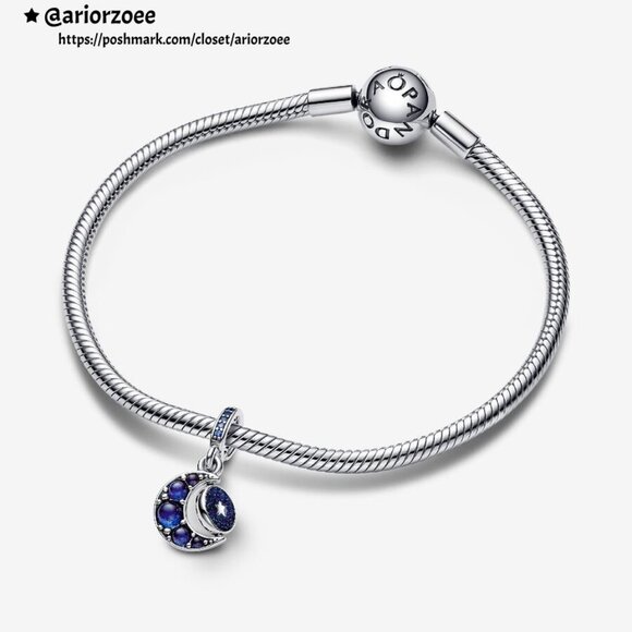 Pandora Sparkling Moon Spinning Dangle Charm - Picture 3 of 5